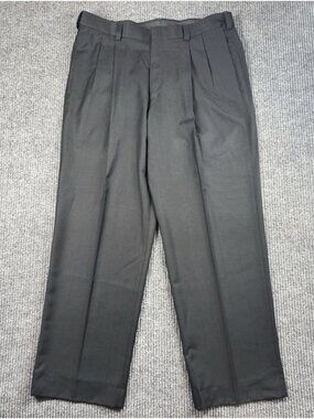 Haggar Dress Pants Men’s 36x30 Black Check Comfort Waistband Classic Fit NEW